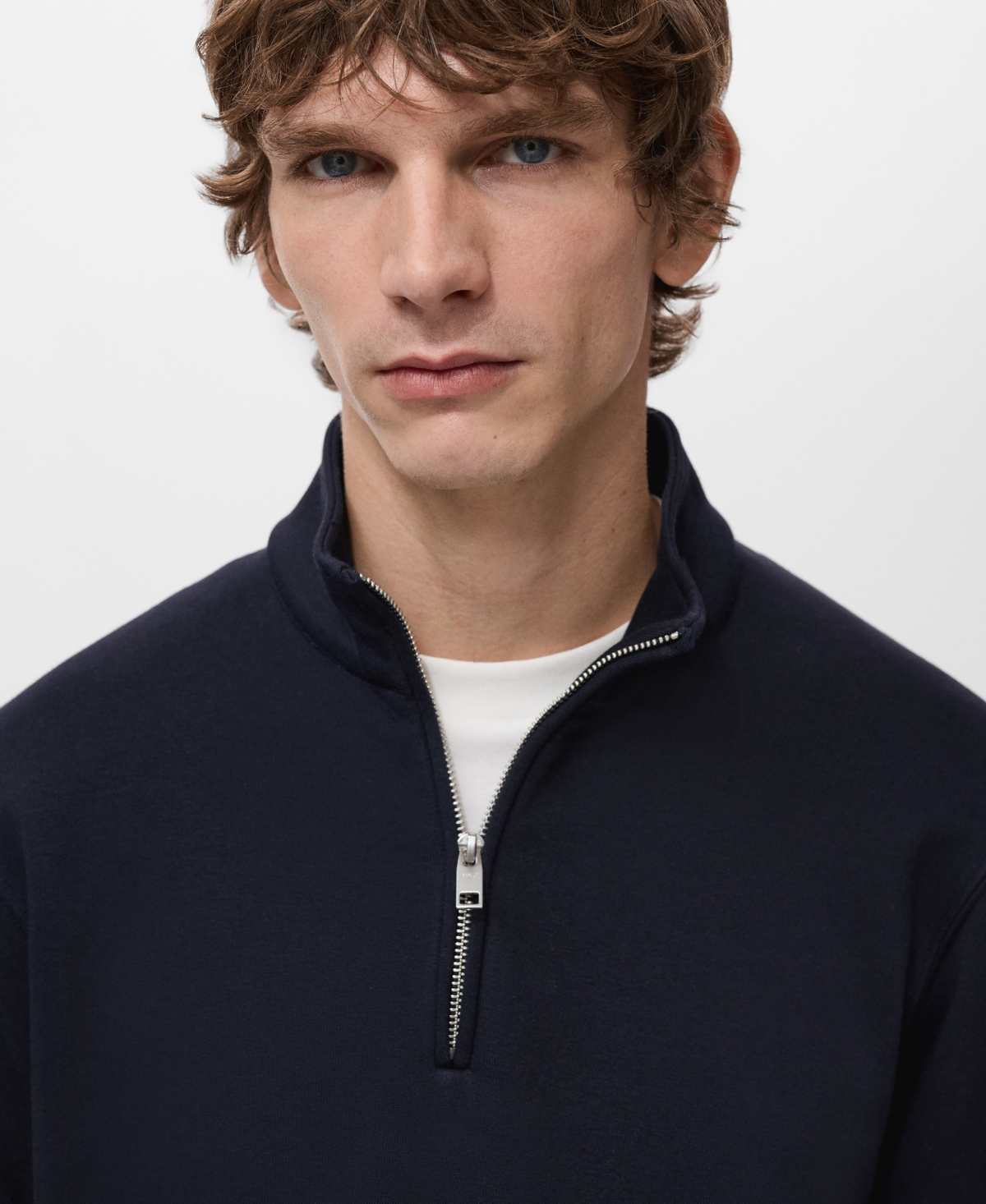 Mango Men's Regular-Fit Cotton Zipper Sweatshirt