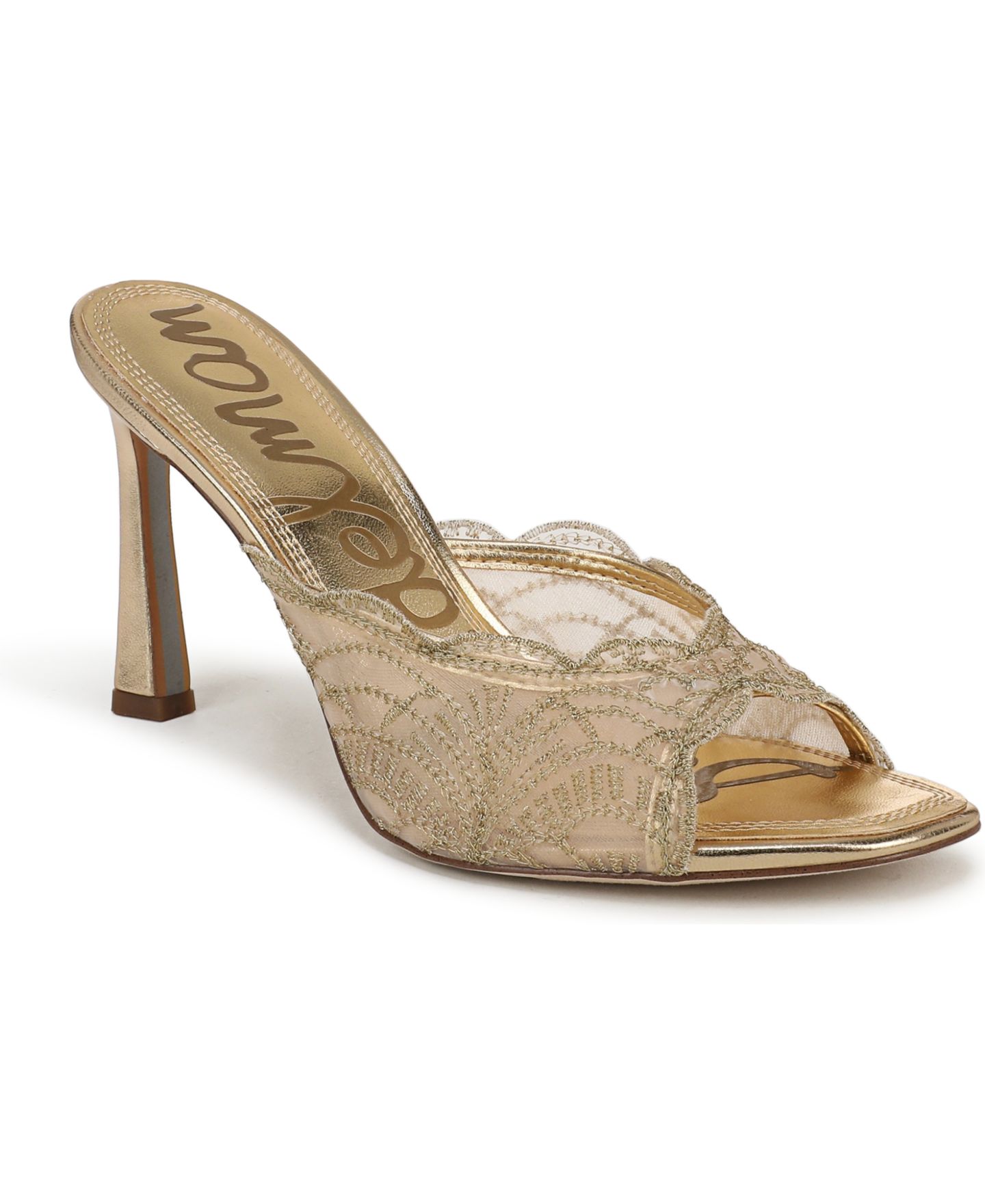 Женские сандалии Sam Edelman Iva Slide Dress Sandals, цвет: Янтарный золотой сетчатый — фото 1