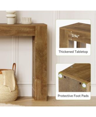 63-Inch Long Console Table, Farmhouse Wooden Sofa Table Behind Couch, Rectangular Entryway Table, Brown