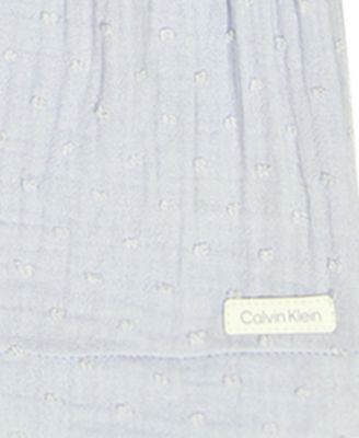 Baby Girls' Woven Clip-Dot Ruffle Trim Top & Bloomers, 2-Piece Set