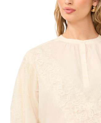 Women's Lace Half-Placket Blouse