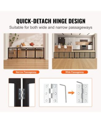 4-Panel Folding Indoor Pet Gate, 24" H x 80.3" W, Adjustable Barrier with Quiet Foot Pads