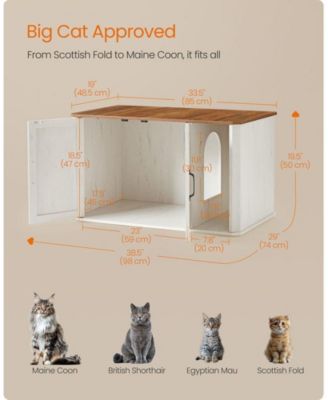 Litter Box Enclosure Cabinet with Front Entry, Hidden Cat Washroom Furniture, Top Holds 165 lb, Large Size