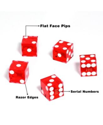 19mm Vegas Casino Style Craps Dice Set of 5 with Razor Sharp Edges