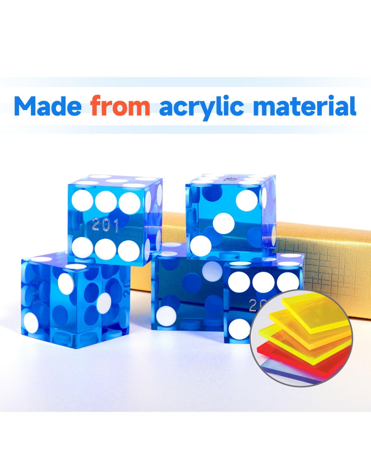 Gse Games & Sports Expert 19mm Vegas Casino Style Craps Dice Set of 5 with Razor Sharp Edges