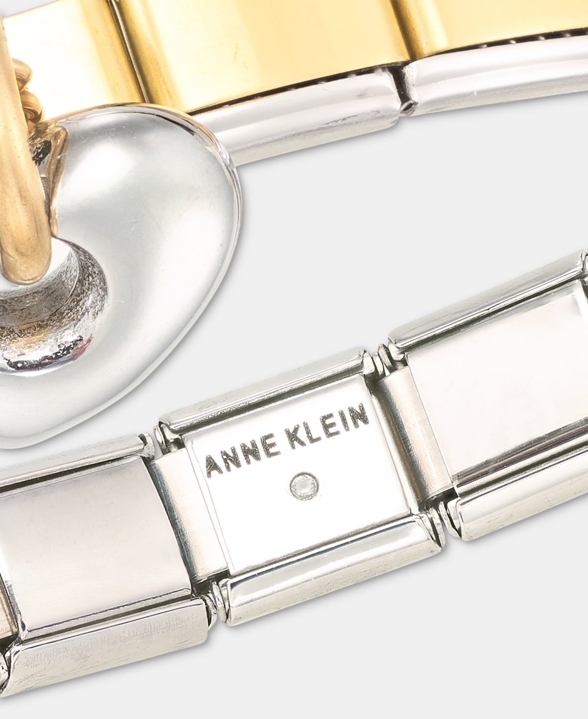 Anne Klein Puffy Heart Charm Stretch Bracelet