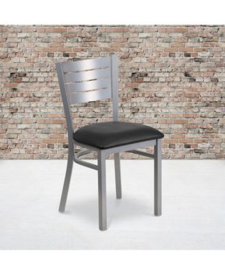 2 Pc. Silver Slat Back Metal Restaurant Chairs