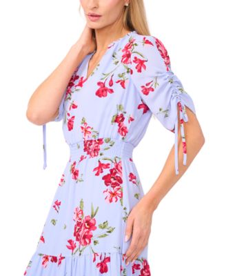 Women's Smocked Waist V-Neck Midi Dress