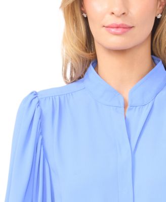 MixMatchy Women's 3/4 Sleeve Stretchy Button Down Blouse - Black, Size S