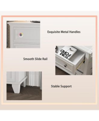 6 Drawer Dresser, Wooden Storage Chest of Drawers with Exquisite Metal Handles, Modern Drawer Organizer for Bedroom