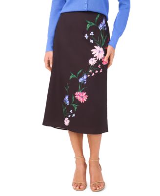 Women's Flat Front Detail Pull-On Midi Skirt
