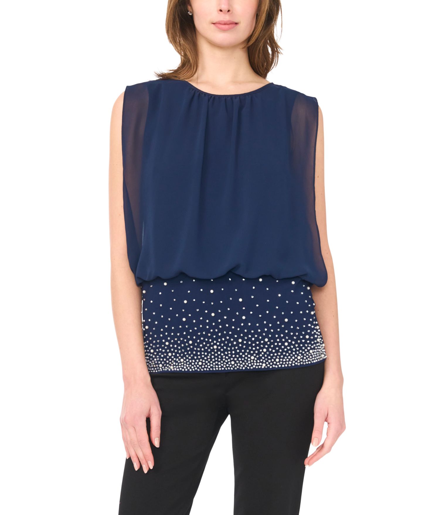 Женский топ MSK Crew Neck Sleeveless, цвет: Синий — фото 1
