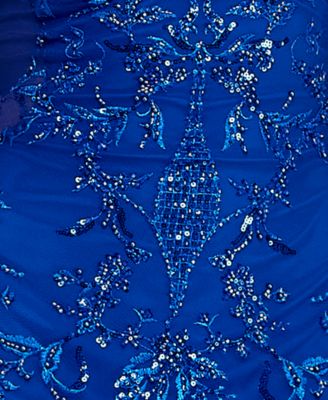 Juniors' V-Neck Side Slit Gown