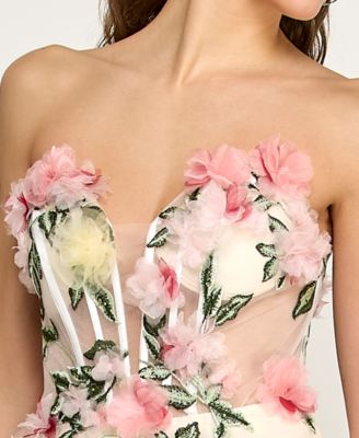 Juniors' Strapless Illusion Ball Gown