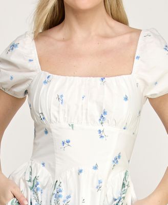 Juniors' Short Puff-Sleeve Dress