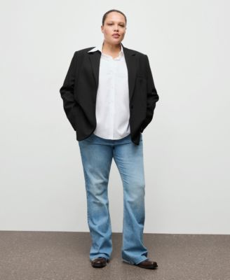 Women's Lapel Pockets Straight Suit Jacket