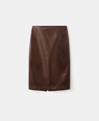 Women's Croc-Effect Midi-Skirt
