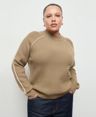 Women's Contrasting Stripes and Perkins Collar Sweater