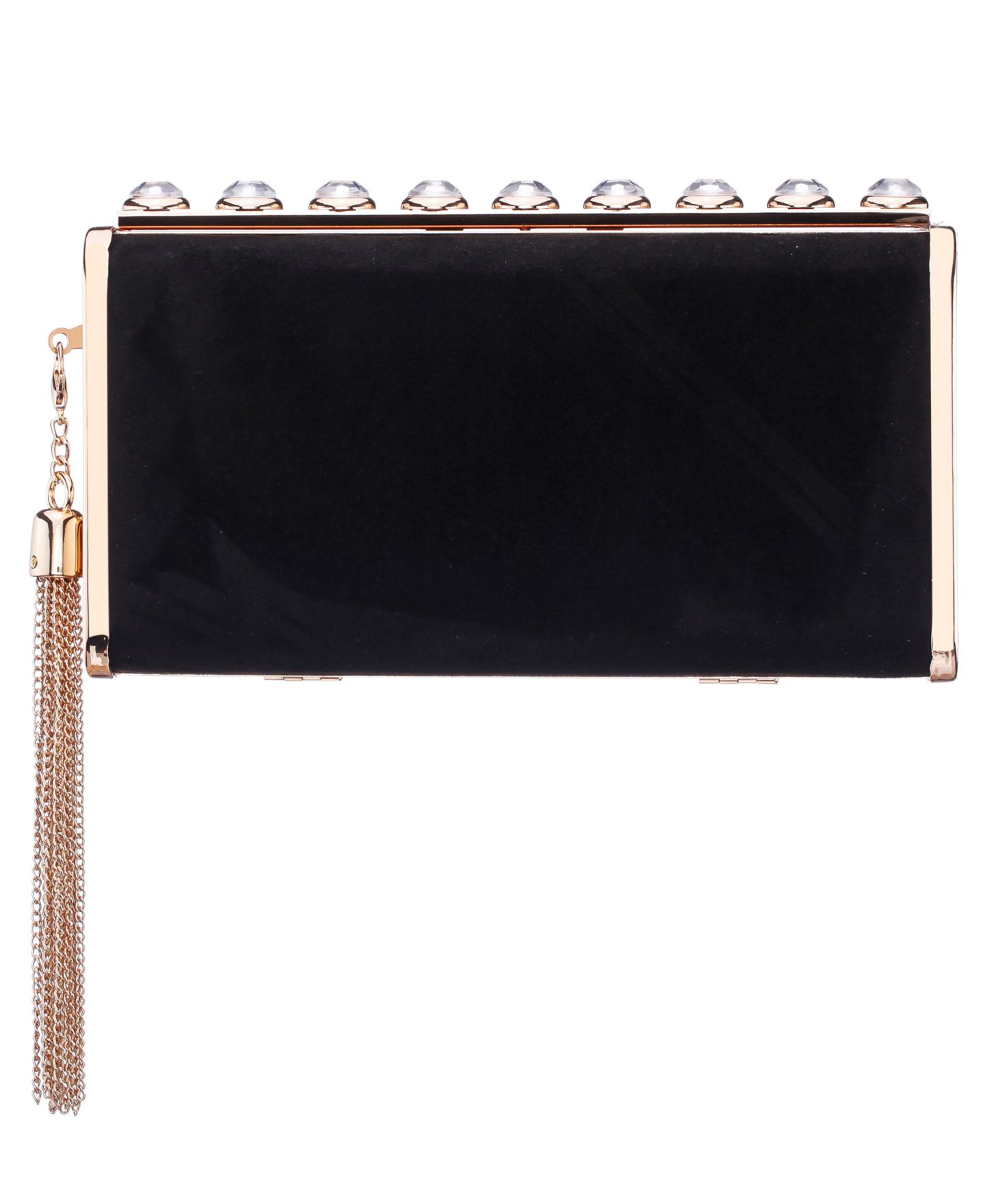 Женский клатч Nina Crystal Ornamented Minaudiere Tassel Lift Lock Clutch, цвет: Чёрный — фото 1