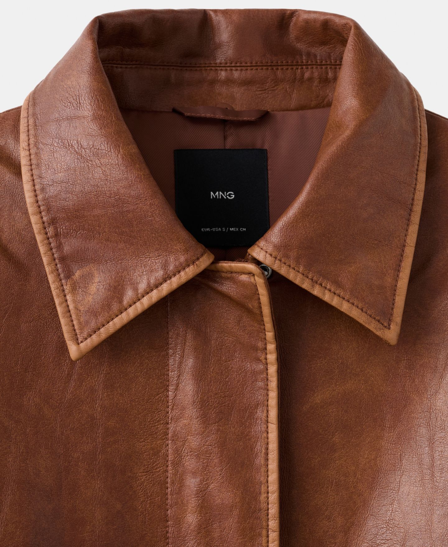 Женская куртка Mango Fleece Collar, цвет: Коричневый — фото 4