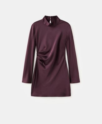 Women's Pleat Detail Satin Dress