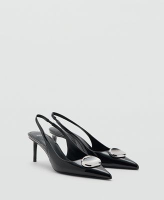 Women's Metal Detail Patent Leather High-Heeled Shoes