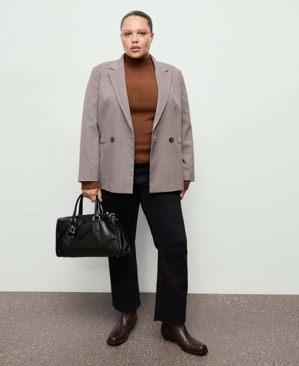 Mango Women's Double-Breasted Micro-Houndstooth Jacket