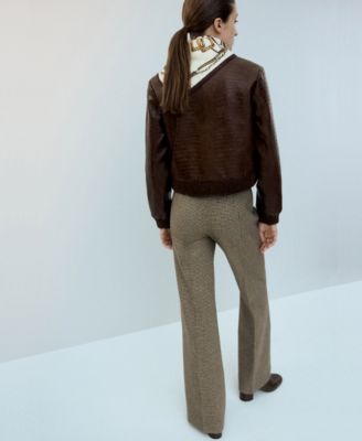 Women's Croc-Effect Bomber Jacket