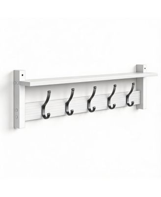 5-Hook Wall Coat Rack with Shelf