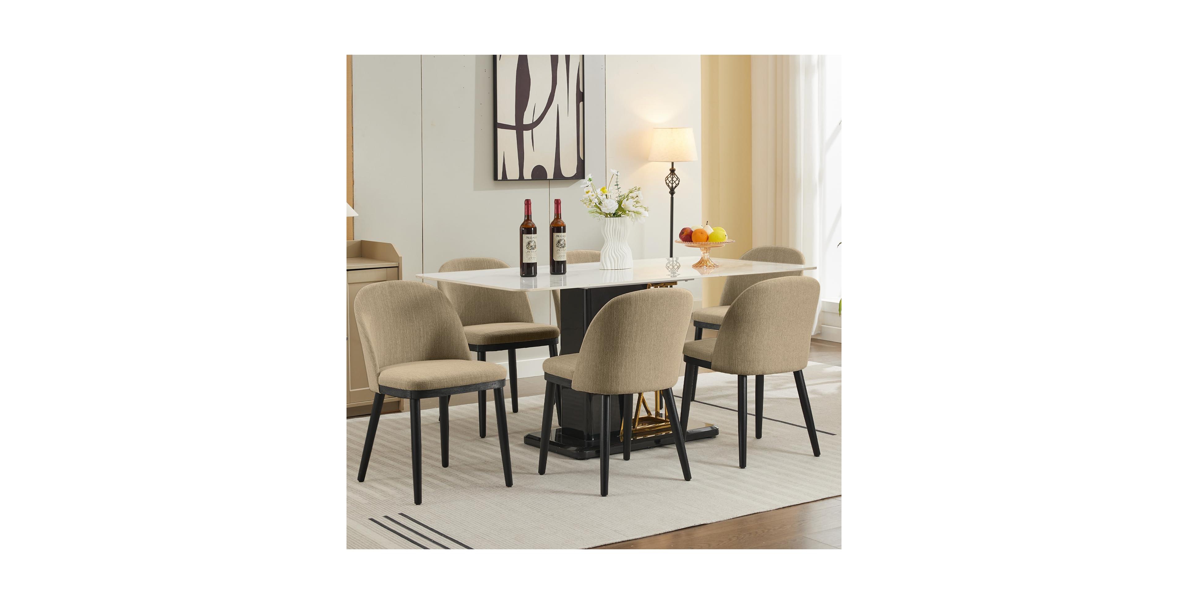 gaomon Modern Wooden Dining Chairs, Fabric Upholstered High Back Set