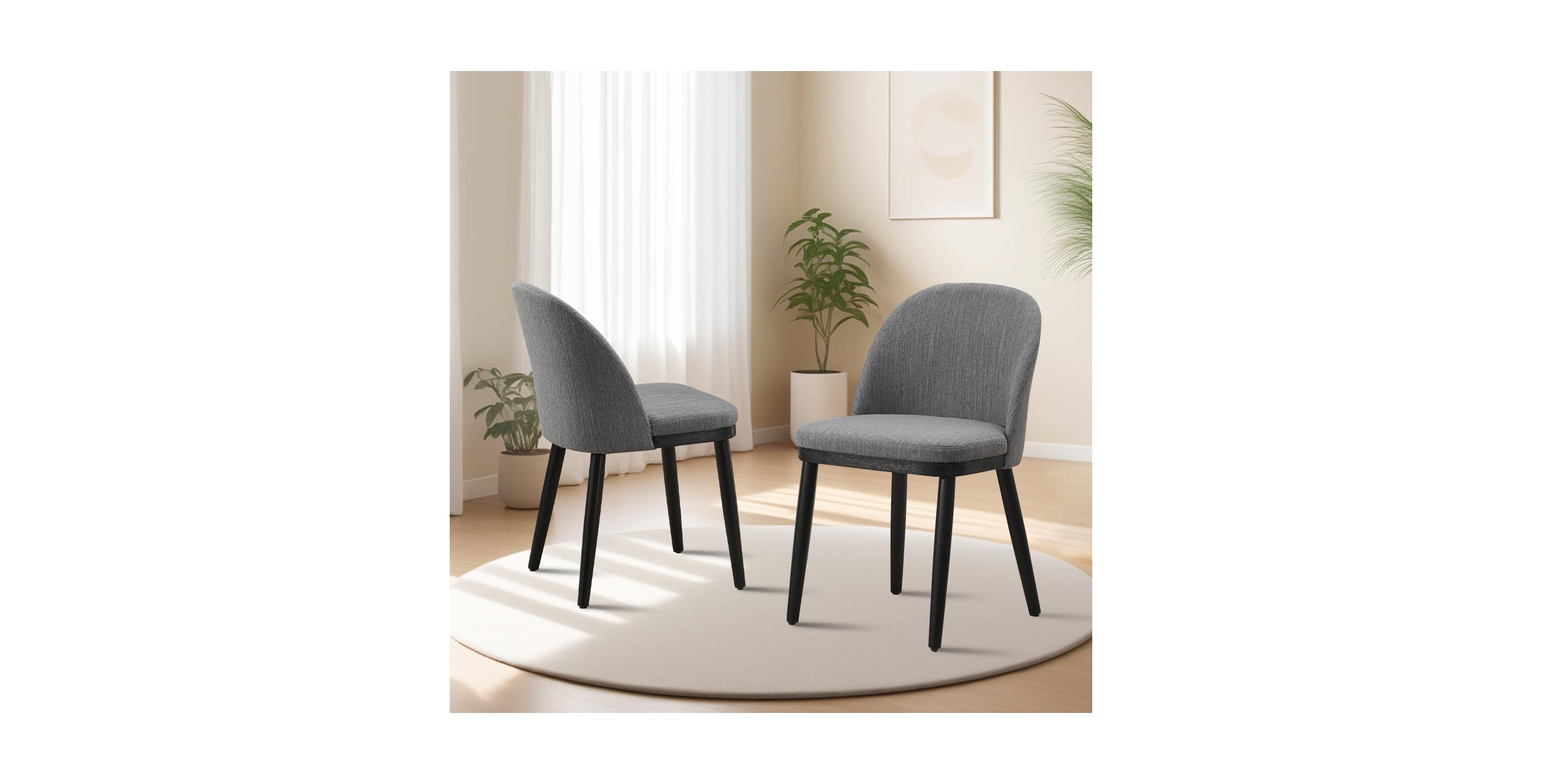 gaomon Set of 2 Modern Fabric Upholstered Dining Chairs, Curved Back Kitchen Side Chairs with Wood Legs