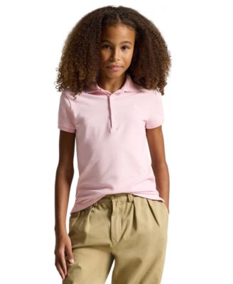 Girls 7-16 Stretch Cotton Mesh Polo Shirt