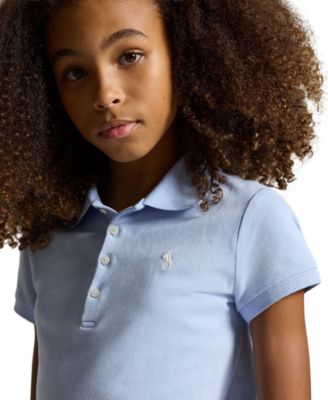 Girls 7-16 Stretch Cotton Mesh Polo Shirt