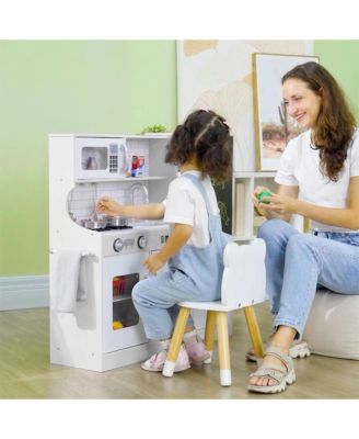Kids Pretend Play Kitchen with Chalkboard and Accessories