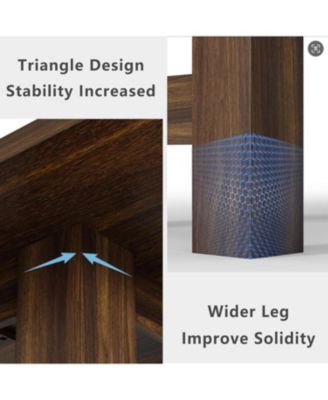 Kitchen Table Brown Long Wooden Dining Table for 6-8 for Dining Room, Home Office, Living Room