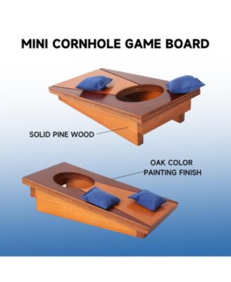Mini 10"x5" Tabletop Cornhole Toss Game Set with 8 Bean Bags, Wooden Desktop Corn Hole Game Set