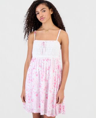 Madden Girl Juniors' Crochet Babydoll Mini Dress - Macy's