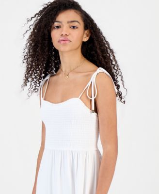 Juniors' Ditsy Floral Smocked Maxi Dress