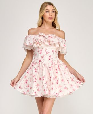 Juniors' Off-The-Shoulder Mini Dress