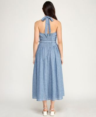 Juniors' Sweetheart Neck Fit & Flare Midi Dress