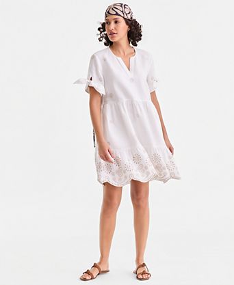 long summer linen dresses Light Blue Linen Midi Dress Handmade Fit & Flare for Garden Parties & Weddings