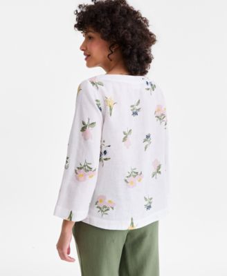 Petite Printed Boat Neck Top