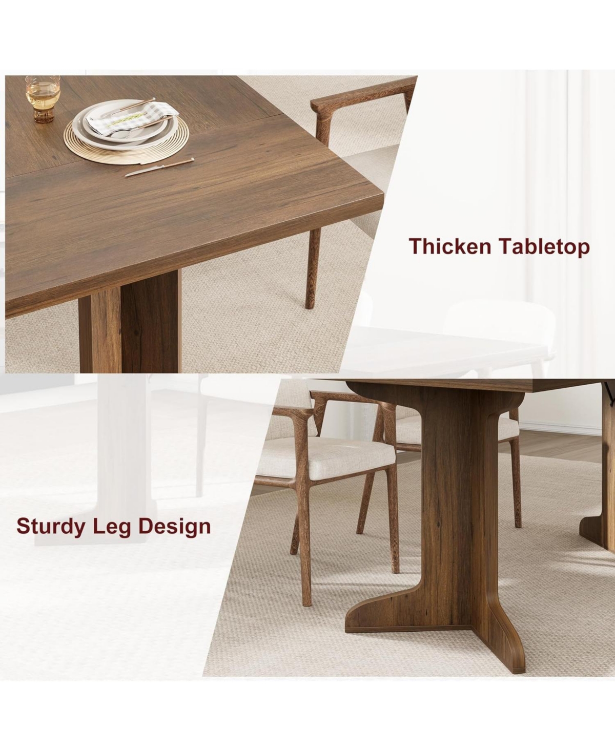 Kitchen Table 71.1 inch Dining Table for 6-8 People for Dining Room, Home Office, Living Room