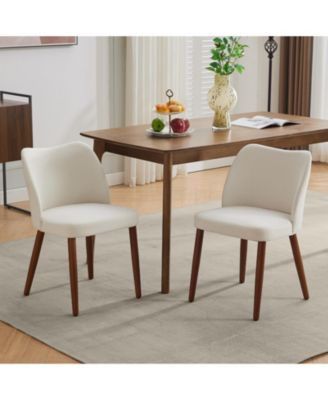 Kitchen Table Set of 2 Beige Linen Dining Chairs for Dining Room, Home Office, Living Room