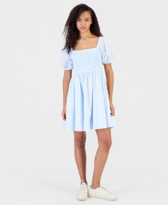 Juniors' Cotton Eyelet Babydoll Dress