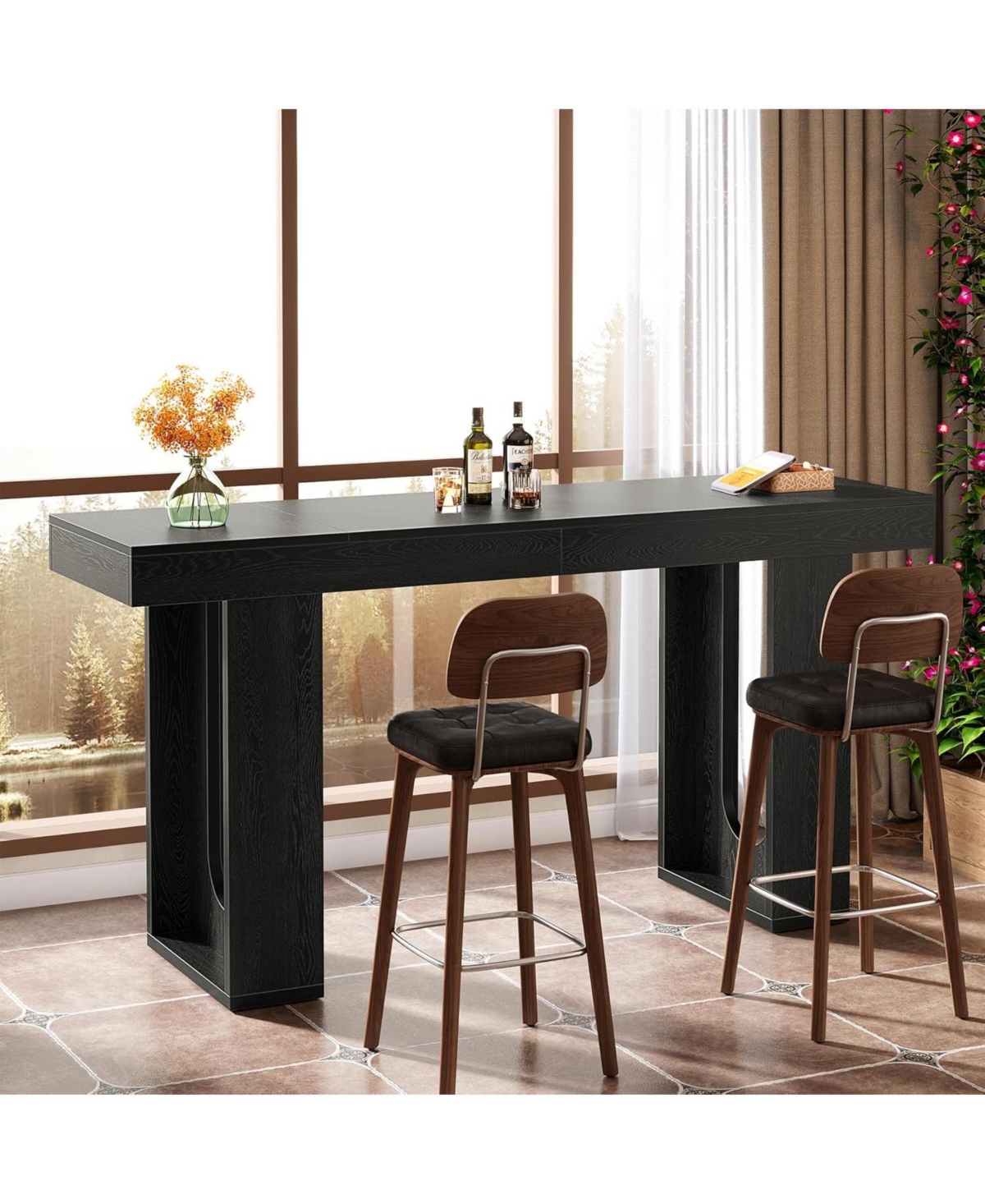Draft - Tribesigns Bar Table, Modern Counter Height Pub Table, Rectangular Home Coffee Bar Unit with Sturdy Legs