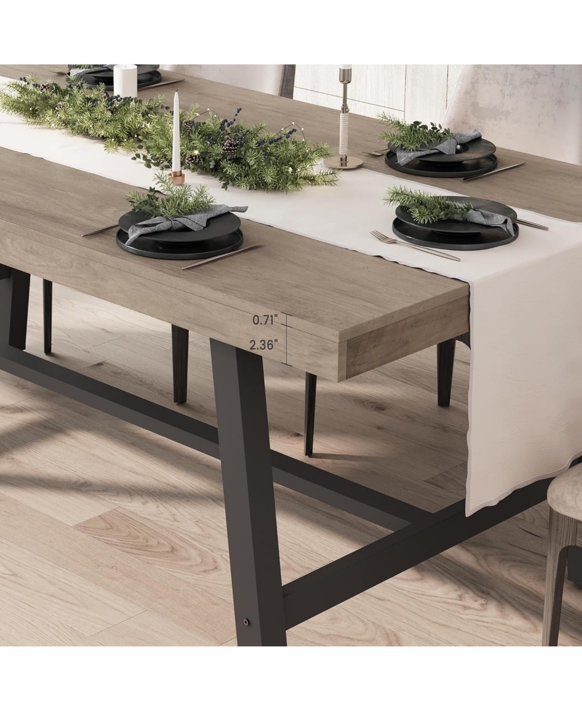 Gaomon Kitchen Table Gray 70.87 inch Large Rustic Wood Dining Table for Dining Room, Home Office, Living Room