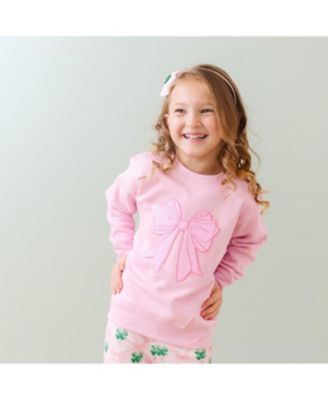 Toddler Girls Pink Bow Sequin Patch Sweatshirt
