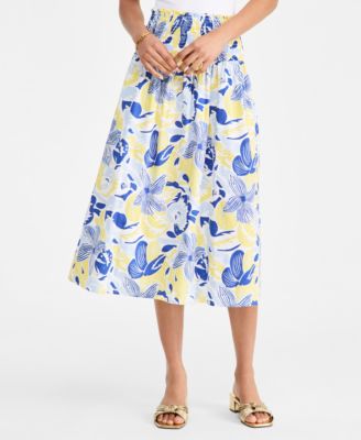 Women's Smocked Pull-On Midi Skirt
