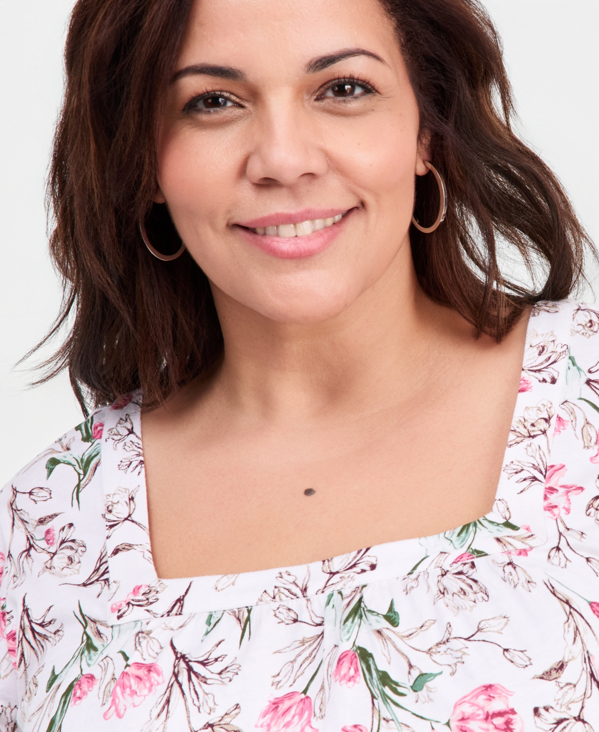 Style & Co Plus Short Flutter-Sleeve Square-Neck Knit Top